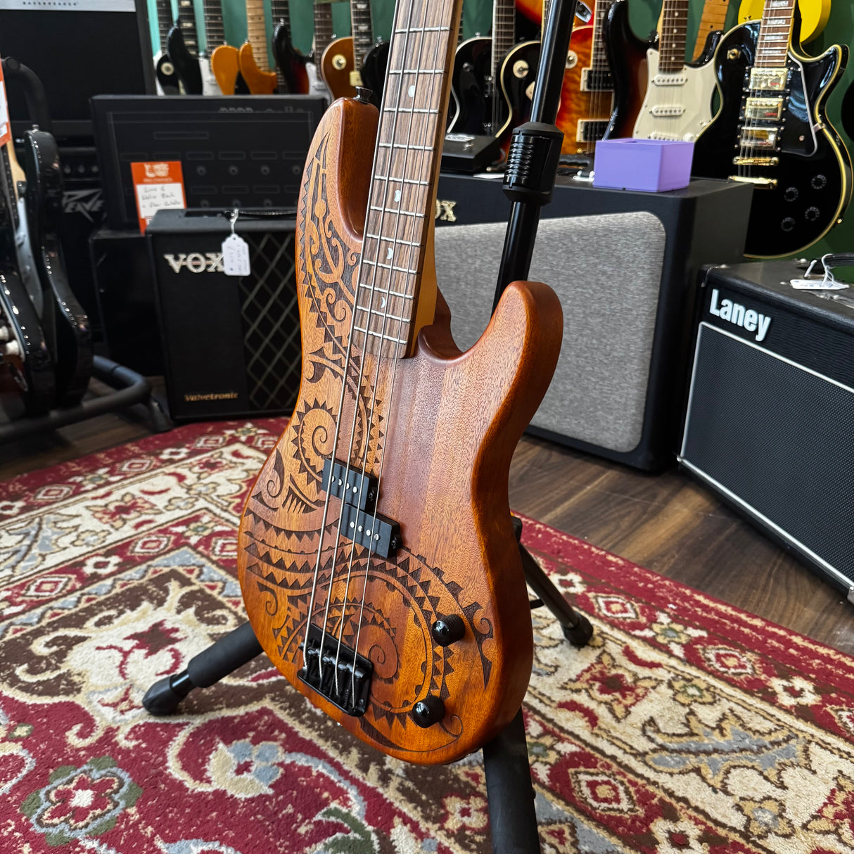 Luna Tattoo Electric Bass Guitar Long Scale Natural (Pre-Owned)