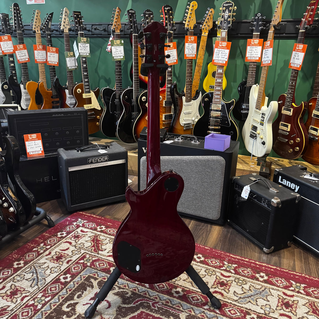Michael Kelly Patriot Premium Blood Red EMG Quilt Top + Hard Case (Pre-Owned)