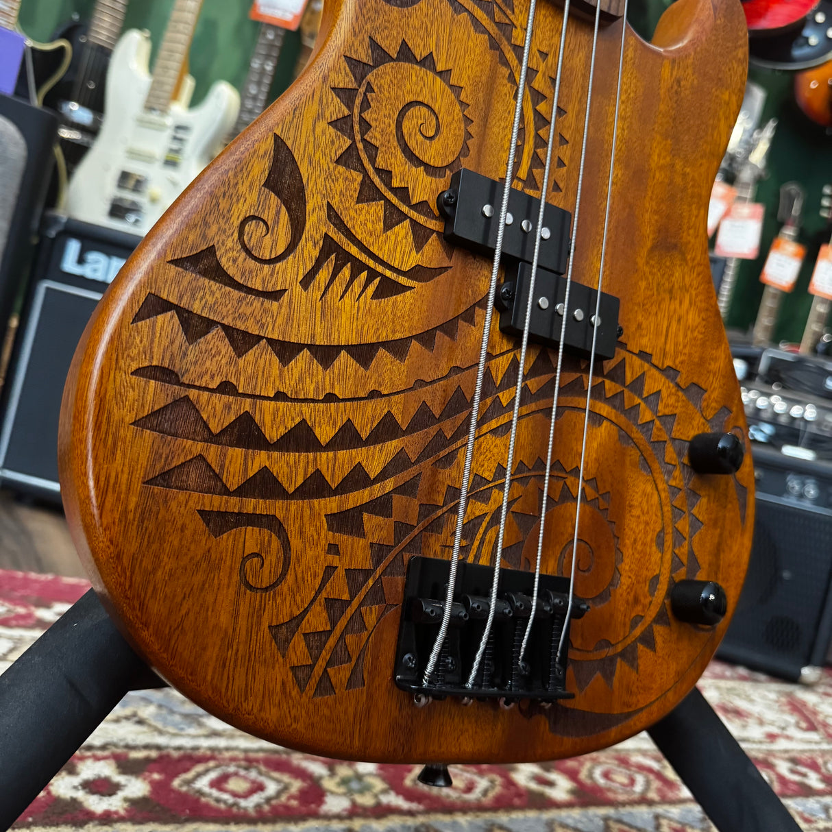 Luna Tattoo Electric Bass Guitar Long Scale Natural (Pre-Owned)