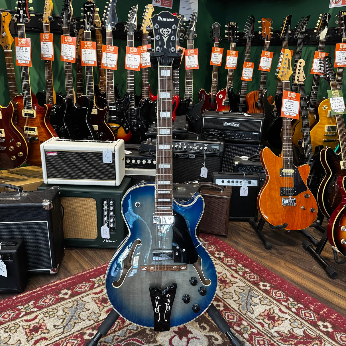 Ibanez George Benson GMB10EM Semi Hollobody Electric guitar Jet Blue Burst (Pre-Owned)