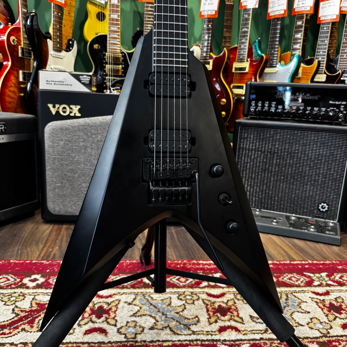 Solar Guitars V1.6FRC Flying V Electric Guitar Carbon Matte Black (Pre-Owned)