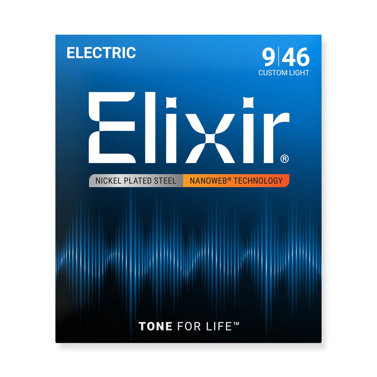 Elixir Nanoweb Coated Electric Guitar Strings Custom Light (9-46)