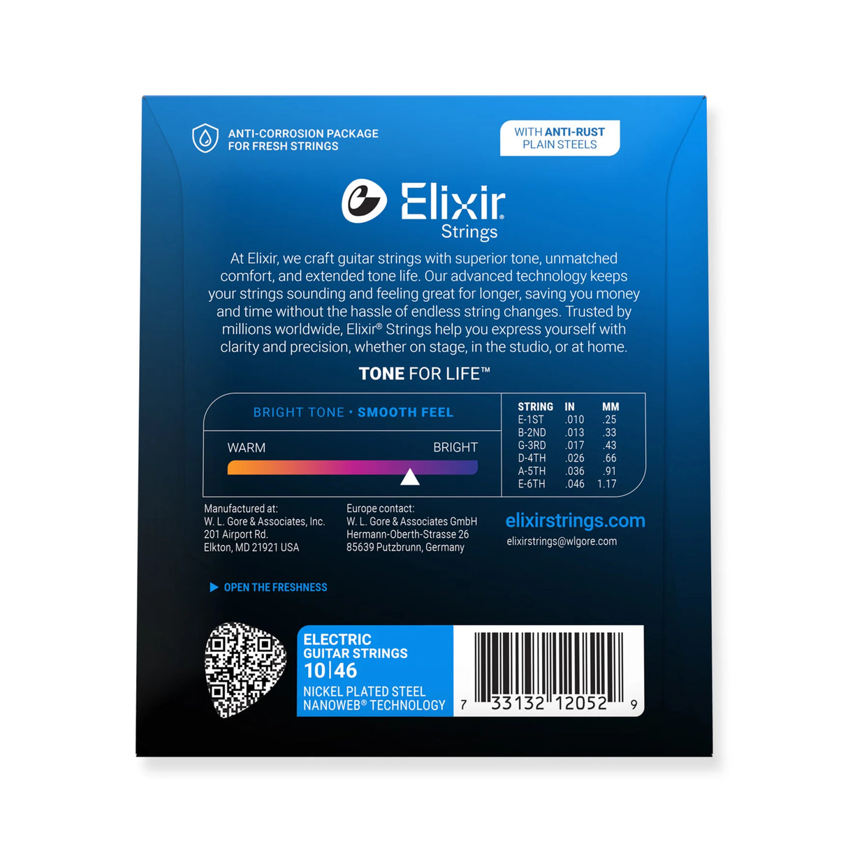 Elixir Nanoweb Coated Electric Guitar Strings Light (10-46)