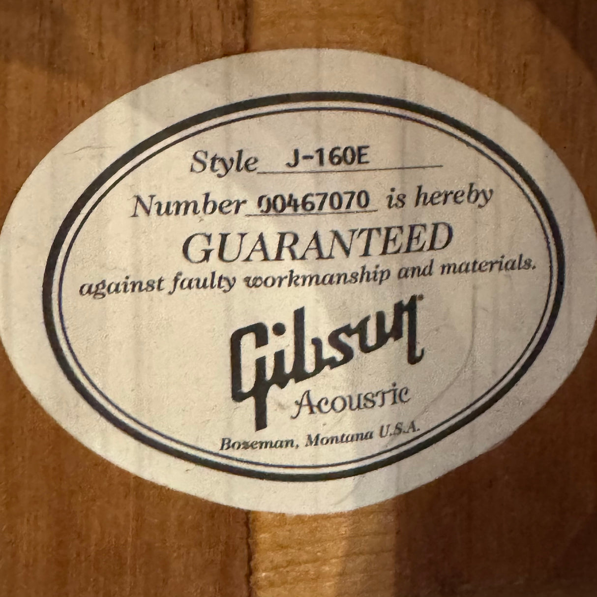 Gibson J160E Electro Acoustic Guitar 2007 (Pre-Owned) - Music Vault