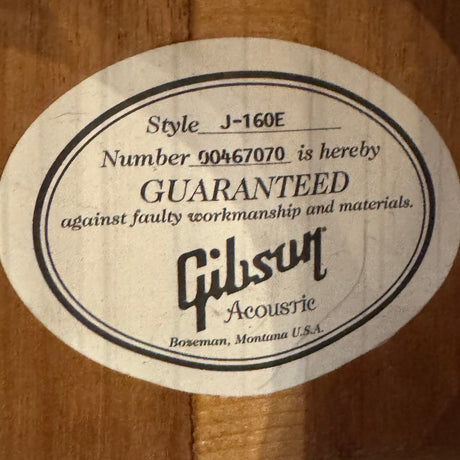 Gibson J160E Electro Acoustic Guitar 2007 (Pre-Owned) - Music Vault