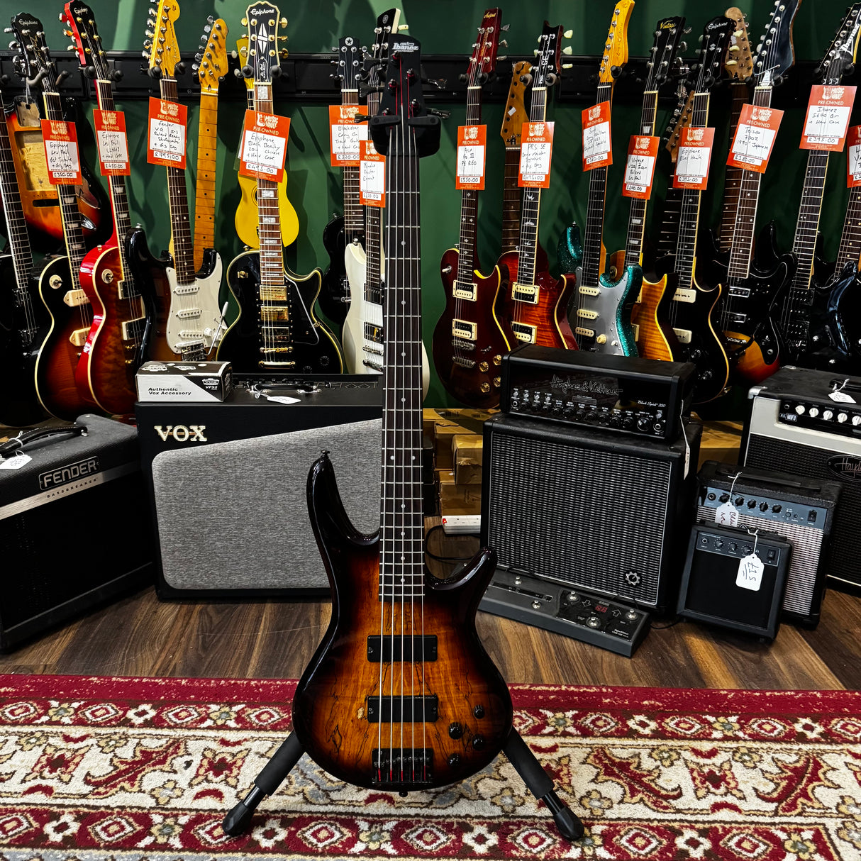Ibanez GIO GSR205SM Spalted Maple Active 5 String Bass Guitar Brown Burst (Pre-Owned)