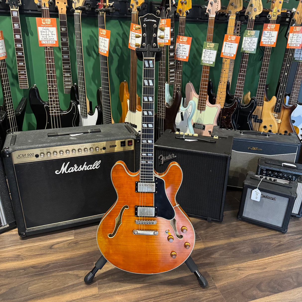 Eastman T59/V Antique Amber Semi Hollow Electric Guitar (Pre-Owned)