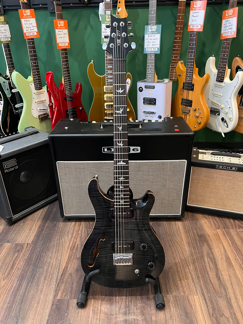 PRS SE 277 Semi Hollow Soapbar Baritone Charcoal Burst (Pre-Owned)