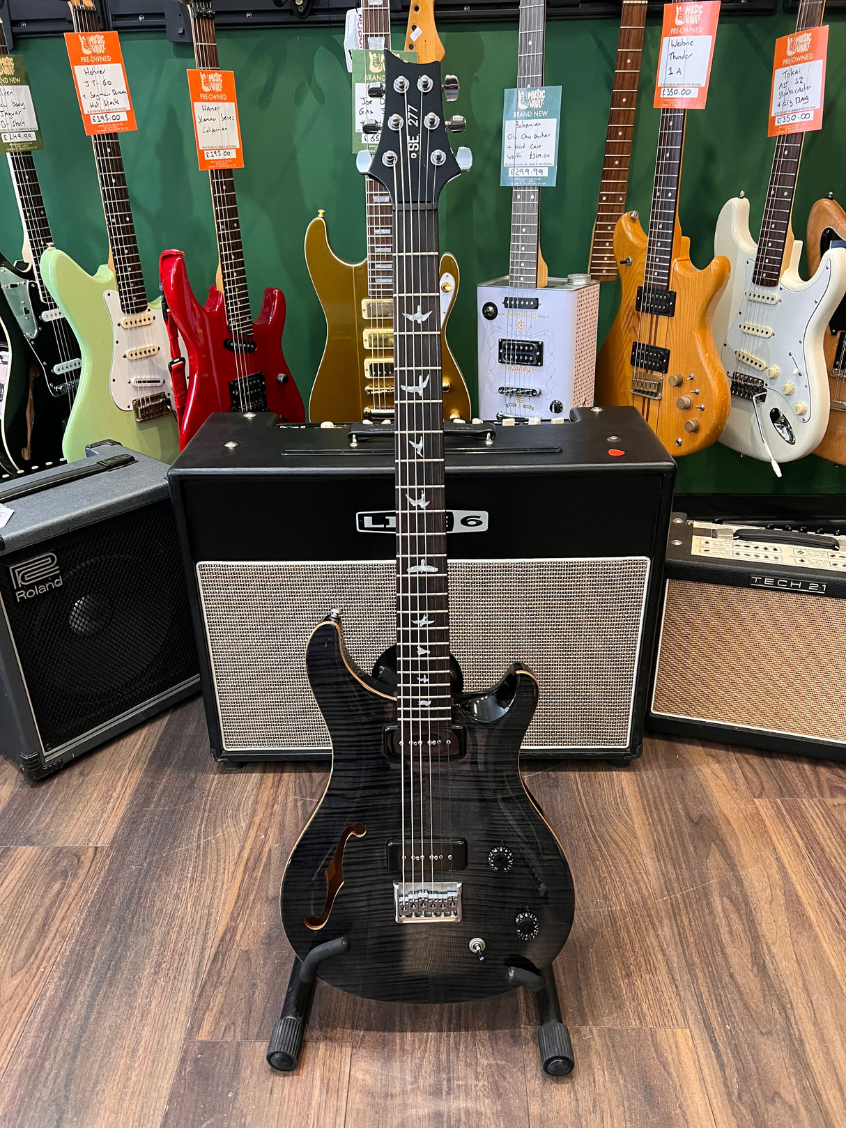 PRS SE 277 Semi Hollow Soapbar Baritone Charcoal Burst (Pre-Owned)