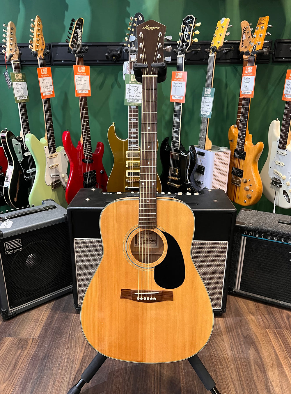 Harmony H6565N Dreadnought Acoustic Natural (Pre-Owned) - Music Vault