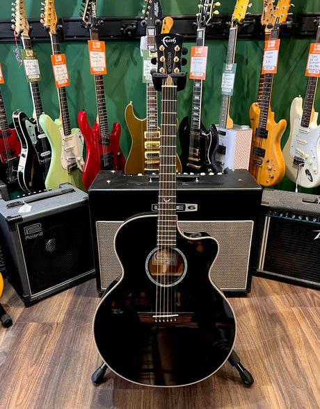 Faith Eclipse Jupiter Jumbo Electro Acoustic Black (Pre-Owned) - Music Vault