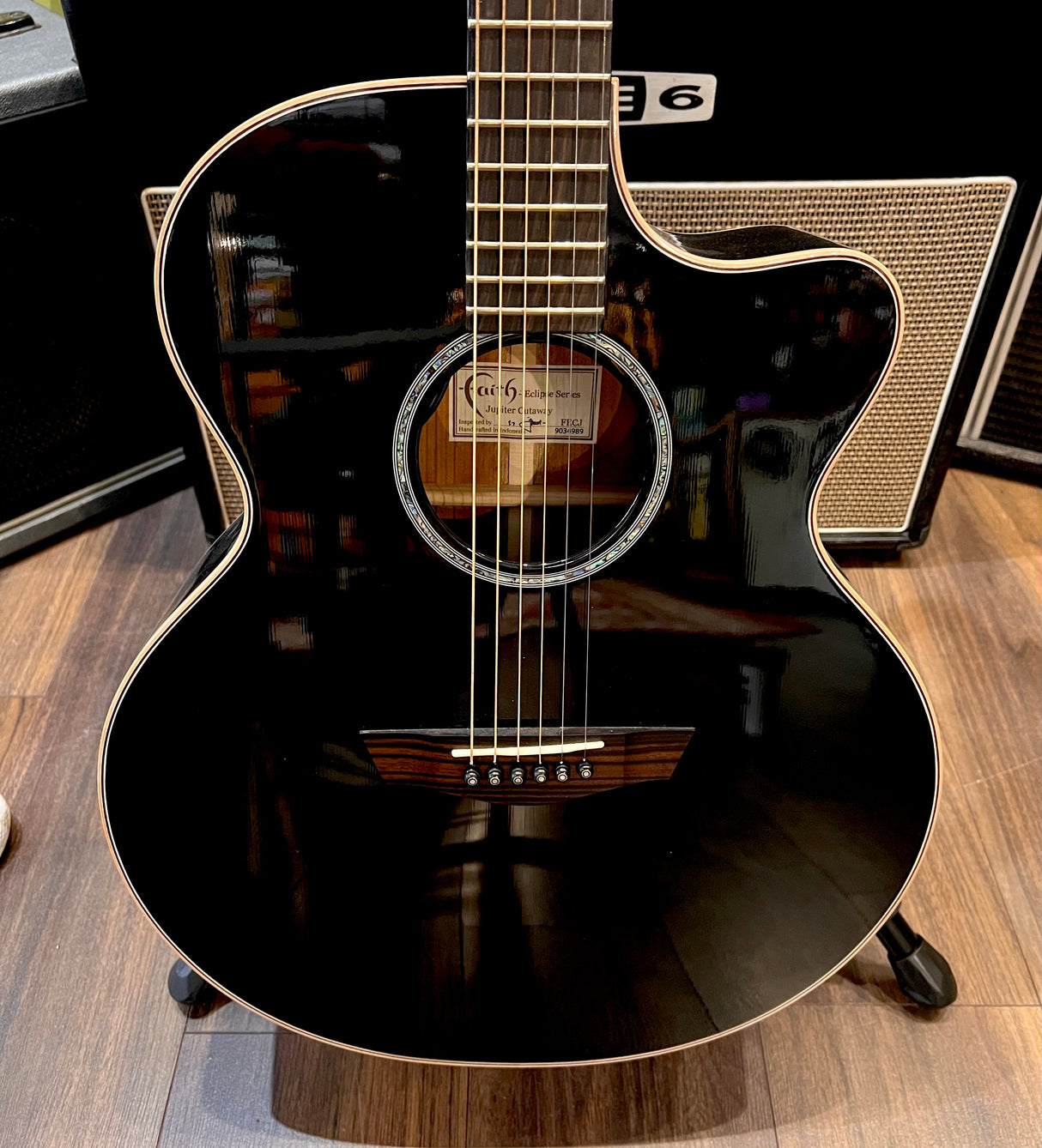 Faith Eclipse Jupiter Jumbo Electro Acoustic Black (Pre-Owned) - Music Vault