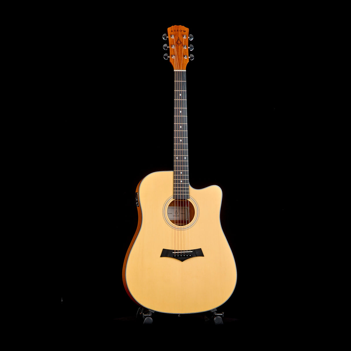 Arrow Guitars Silver Dreadnought Cutaway Electro Acoustic Guitar