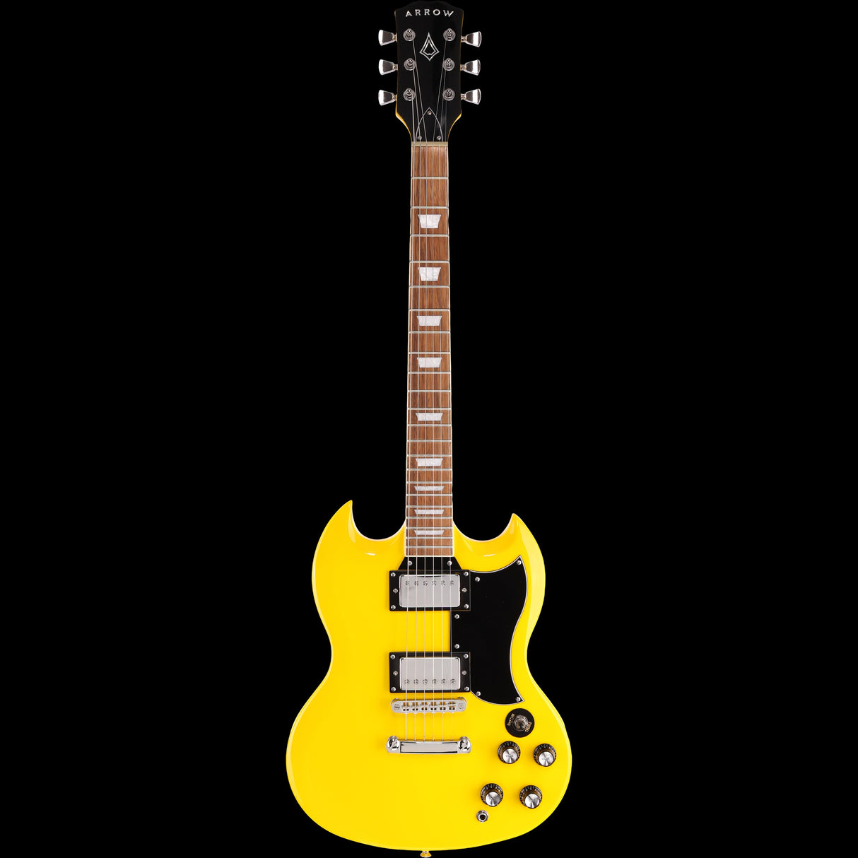 Arrow Guitars Twincut Double Cutaway Electric Guitar Banana Custard Yellow