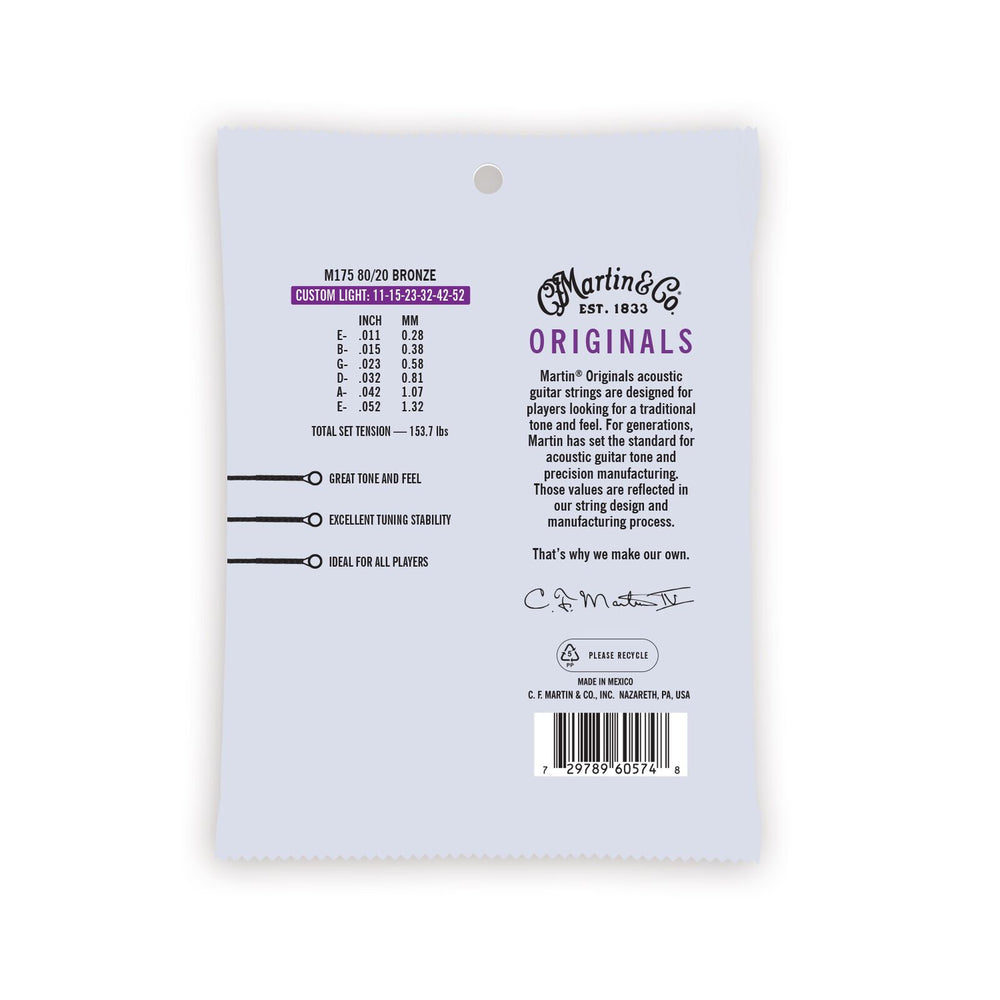 Martin Authentic Acoustic SP 90/20 Bronze Acoustic Guitar Strings Custom Light - Music Vault