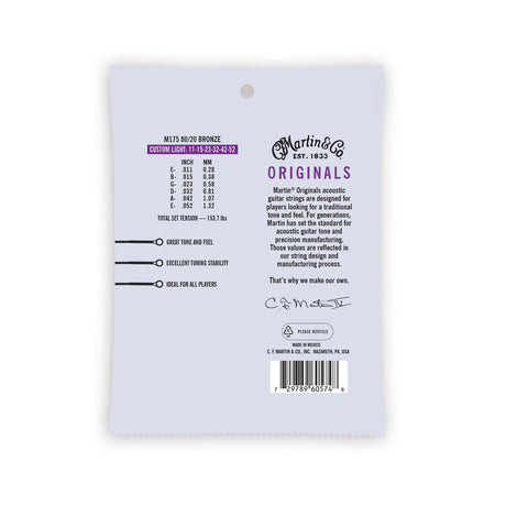 Martin Authentic Acoustic SP 90/20 Bronze Acoustic Guitar Strings Custom Light - Music Vault