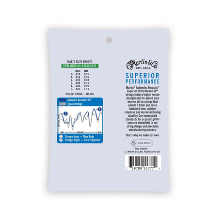 Martin Authentic Acoustic SP 80/20 Bronze Acoustic Guitar Strings Extra Light - Music Vault