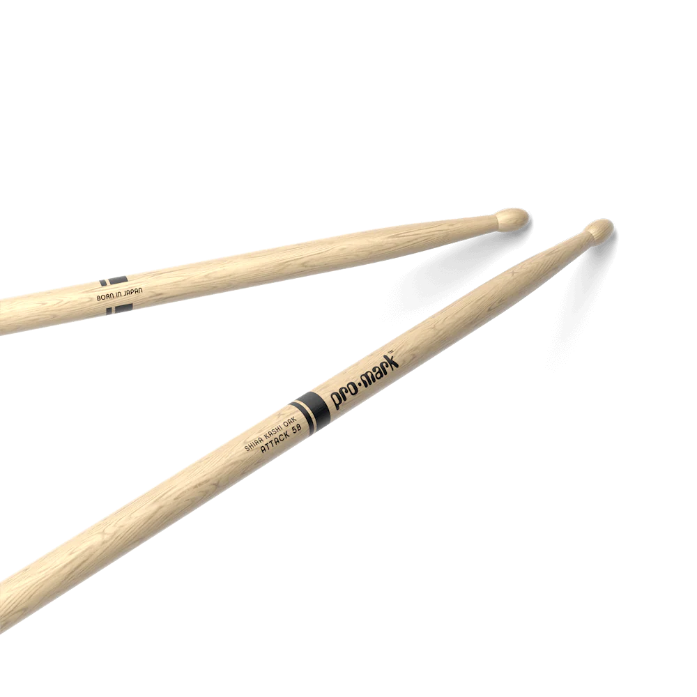 Promark Classic Attack 5B Shira Kashi Oak Drumsticks Oval Wood Tip