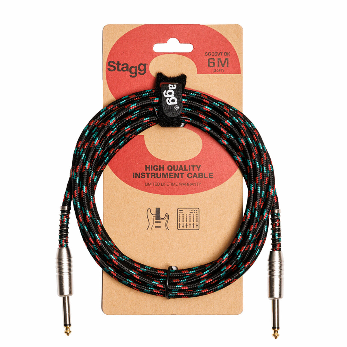 Stagg S-Series Vintage Tweed Instrument Cable, Jack to Jack