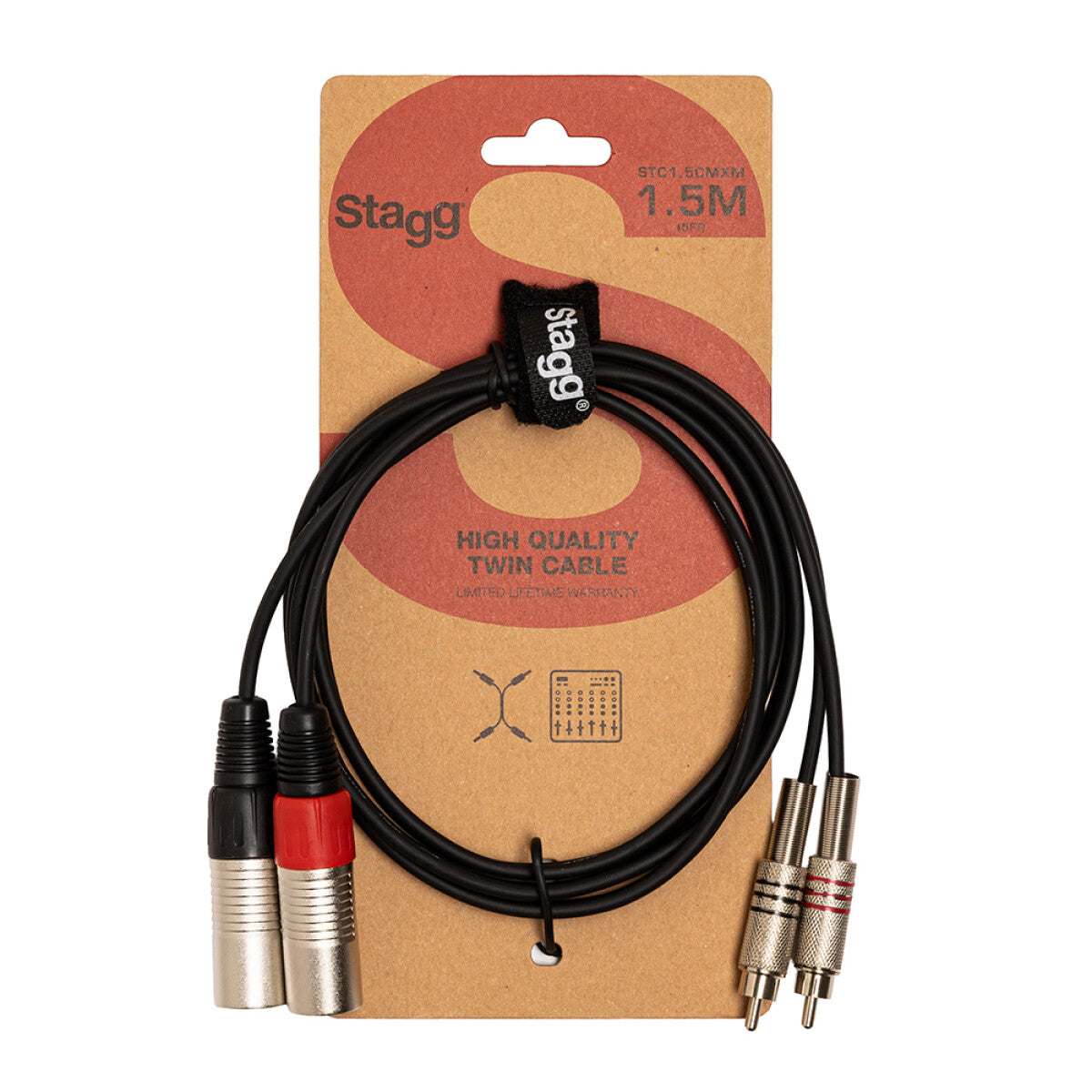 Stagg Stereo Phono to XLR Male Twin Cable