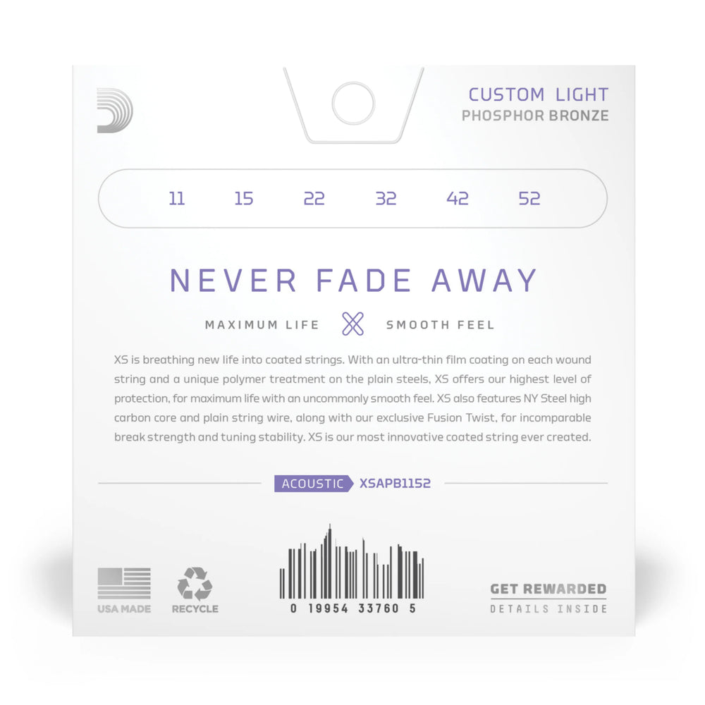 D'Addario XS Phosphor Bronze Acoustic Guitar Strings Custom Light - Music Vault