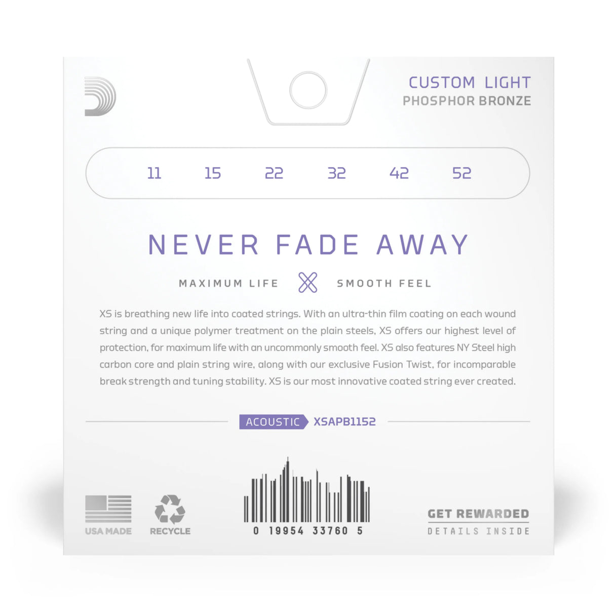 D'Addario XS Phosphor Bronze Acoustic Guitar Strings Custom Light - Music Vault