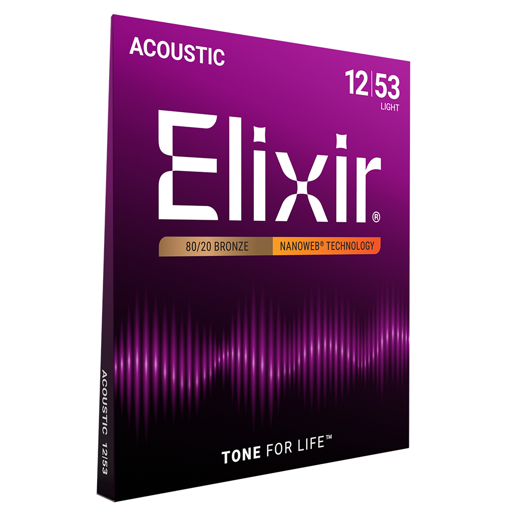 Elixir Nanoweb 80/20 Bronze Coated Acoustic Guitar Strings Light (12-53)