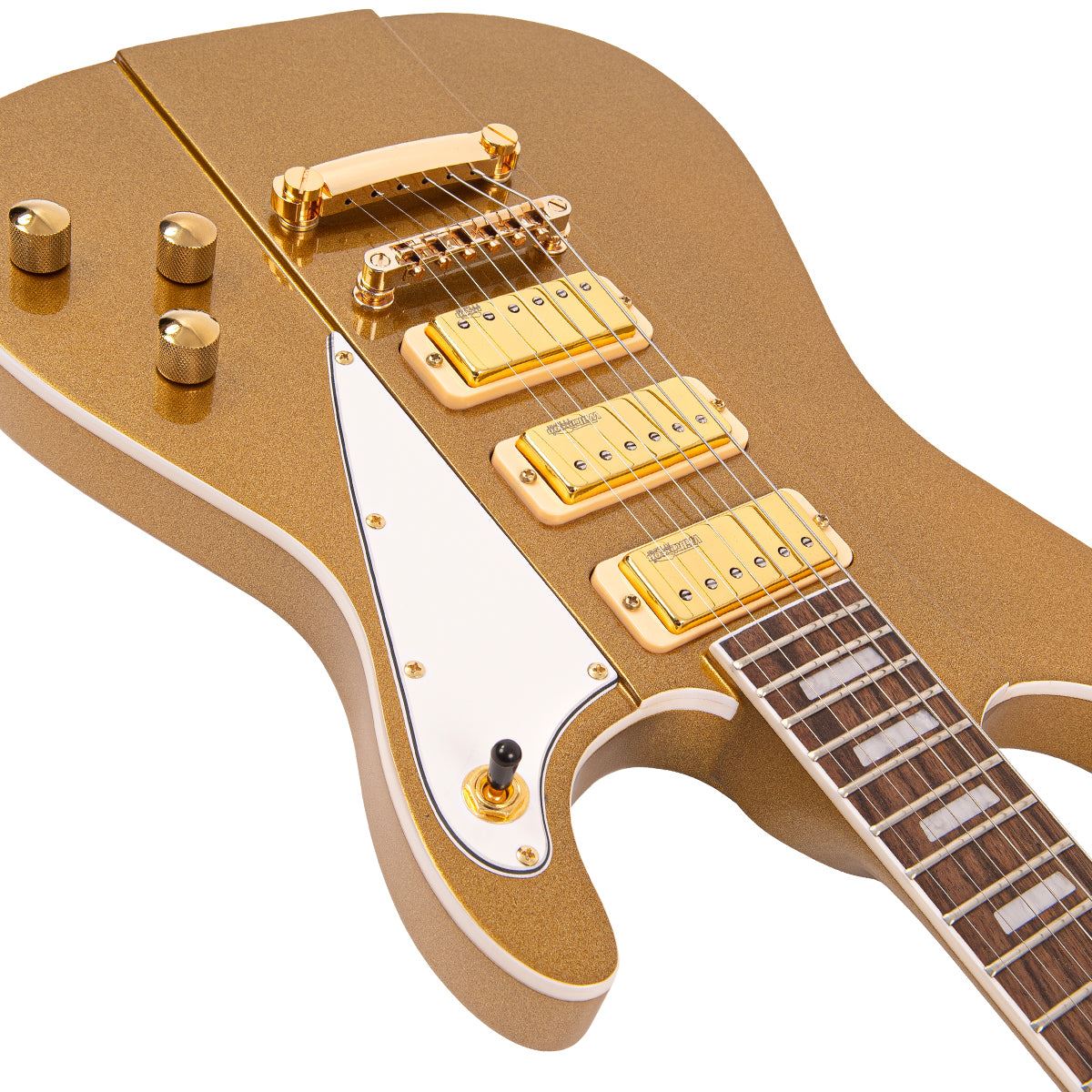 Joe Doe By Vintage Gas Jockey Electric Guitar Sparkling Gold Sand + Hard Case