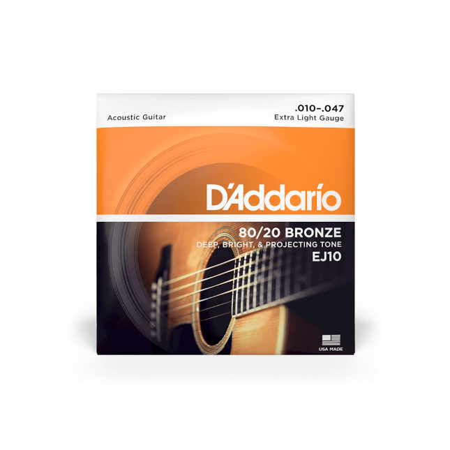 D'Addario 80/20 Bronze Acoustic Guitar Strings Extra Light EJ10 - Music Vault