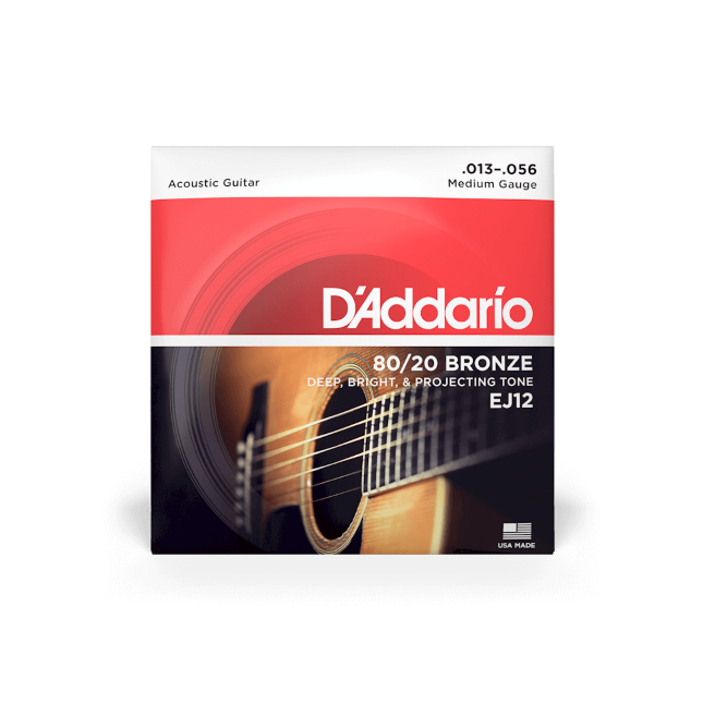 D'Addario 80/20 Bronze Acoustic Guitar Strings Medium EJ12 - Music Vault