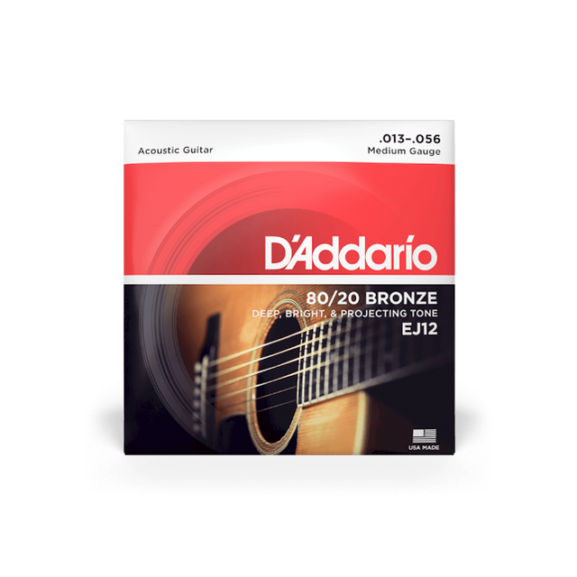 D'Addario 80/20 Bronze Acoustic Guitar Strings Medium EJ12 - Music Vault