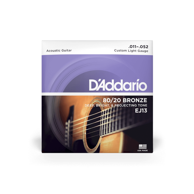 D'Addario 80/20 Bronze Acoustic Guitar Strings Custom Light EJ13 - Music Vault