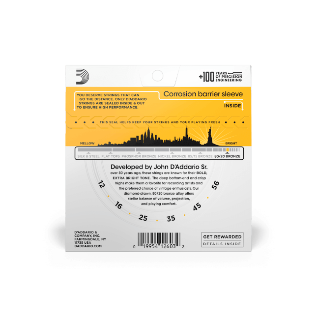 D'Addario 80/20 Bronze Acoustic Guitar Strings Light Top/Medium Bottom EJ14 - Music Vault