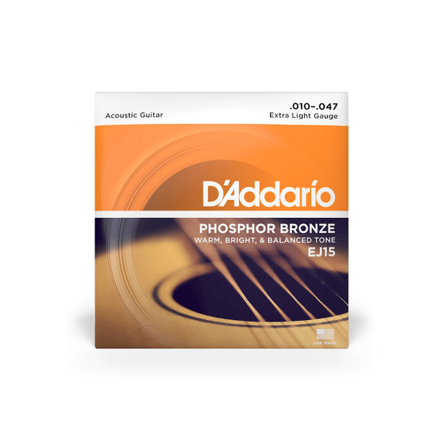 D'Addario Phosphor Bronze Acoustic Guitar Strings Extra Light EJ15 - Music Vault