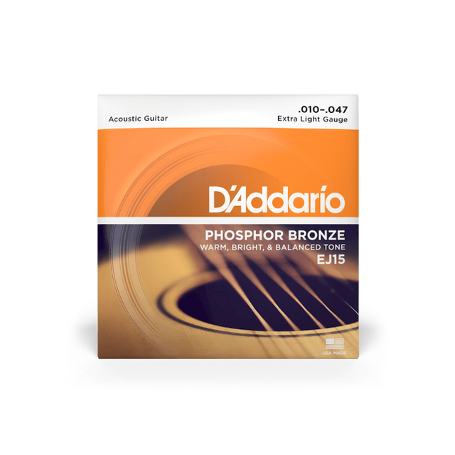 D'Addario Phosphor Bronze Acoustic Guitar Strings Extra Light EJ15 - Music Vault