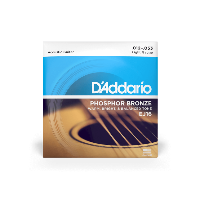 D'Addario Phosphor Bronze Acoustic Guitar Strings Light EJ16 - Music Vault