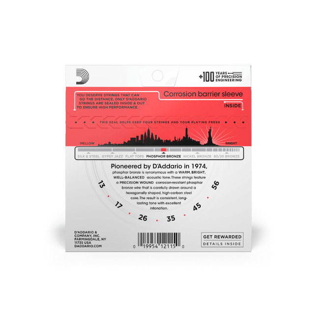 D'Addario Phosphor Bronze Acoustic Guitar Strings Medium EJ17 - Music Vault