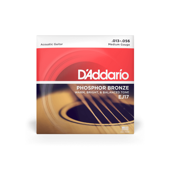 D'Addario Phosphor Bronze Acoustic Guitar Strings Medium EJ17 - Music Vault