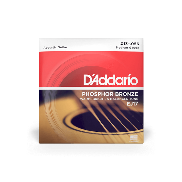 D'Addario Phosphor Bronze Acoustic Guitar Strings Medium EJ17 - Music Vault