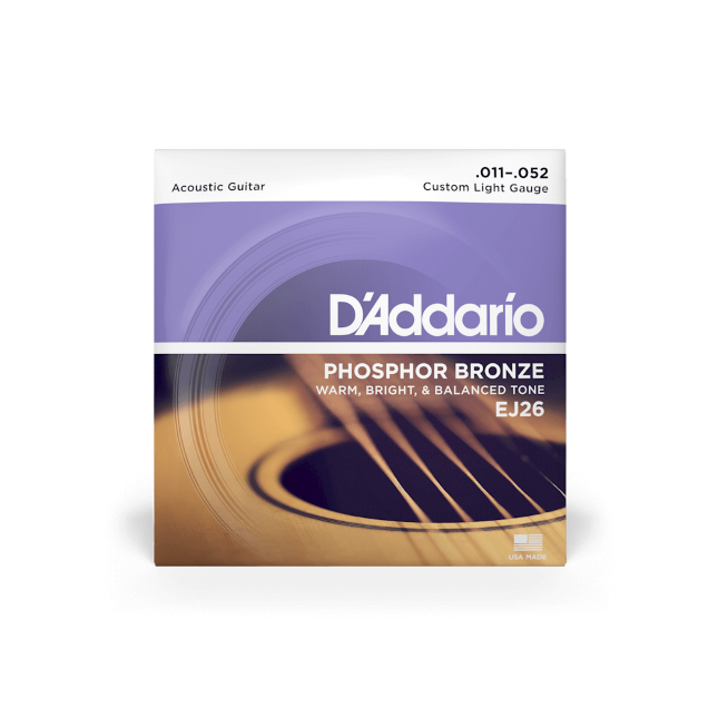D'Addario Phosphor Bronze Acoustic Guitar Strings Custom Light EJ26 - Music Vault