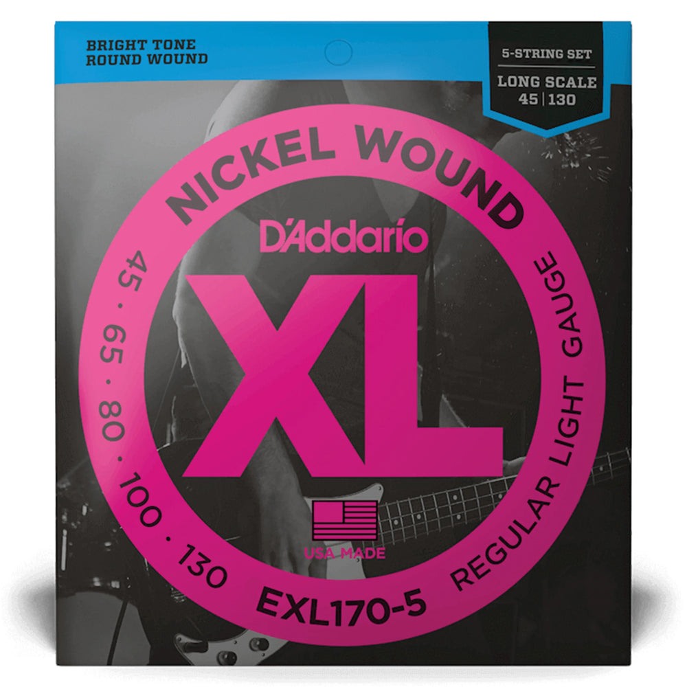 D'Addario XL Regular Light 5 String Bass Guitar Strings EXL170-5 - Music Vault