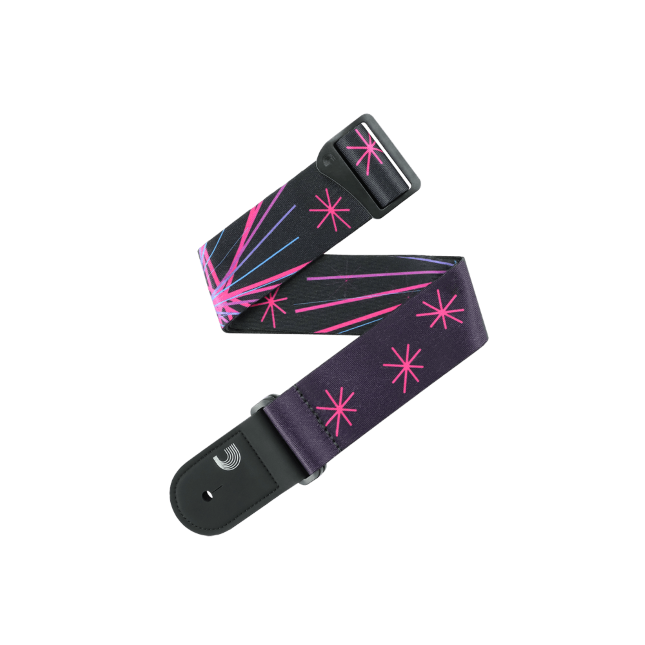 D'Addario Outrun Polyester Guitar Strap Neon Stars