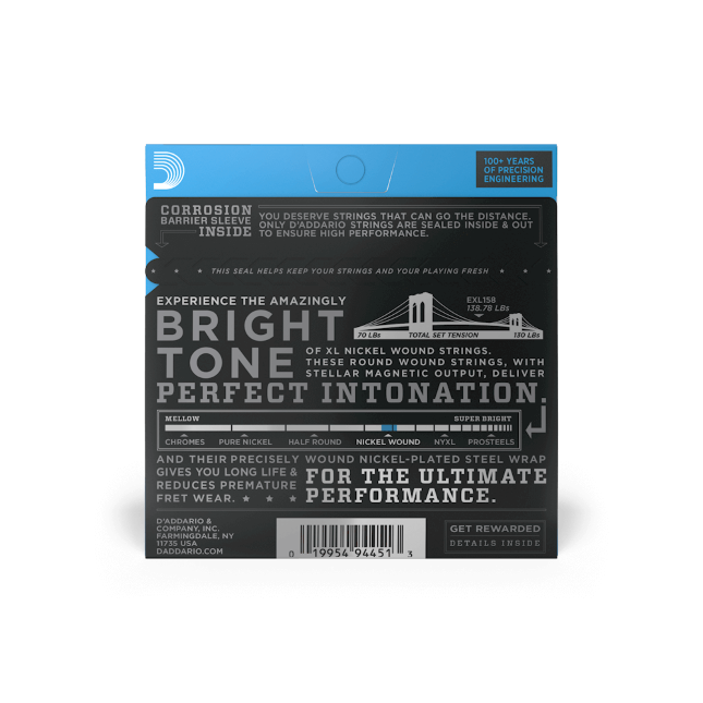 D'Addario XL Baritone Light Electric Guitar Strings EXL158