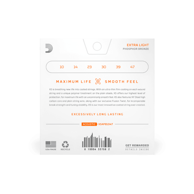 D'Addario XS Phosphor Bronze Acoustic Guitar Strings Extra Light