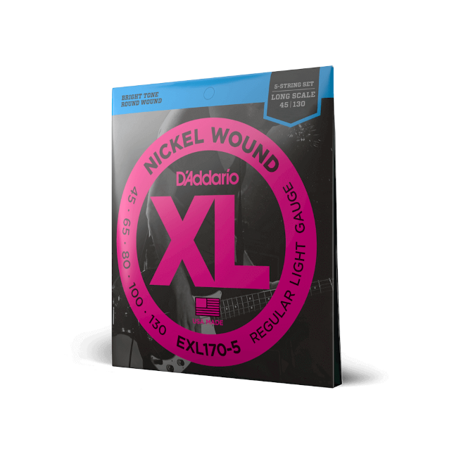 D'Addario XL Regular Light 5 String Bass Guitar Strings EXL170-5