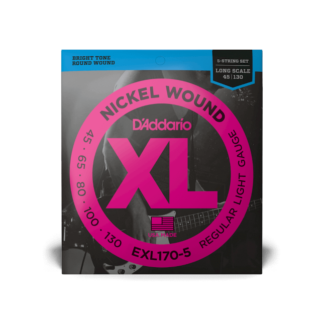 D'Addario XL Regular Light 5 String Bass Guitar Strings EXL170-5