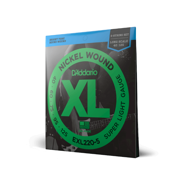 D'Addario XL Super Light 5 String Bass Guitar Strings EXL220-5