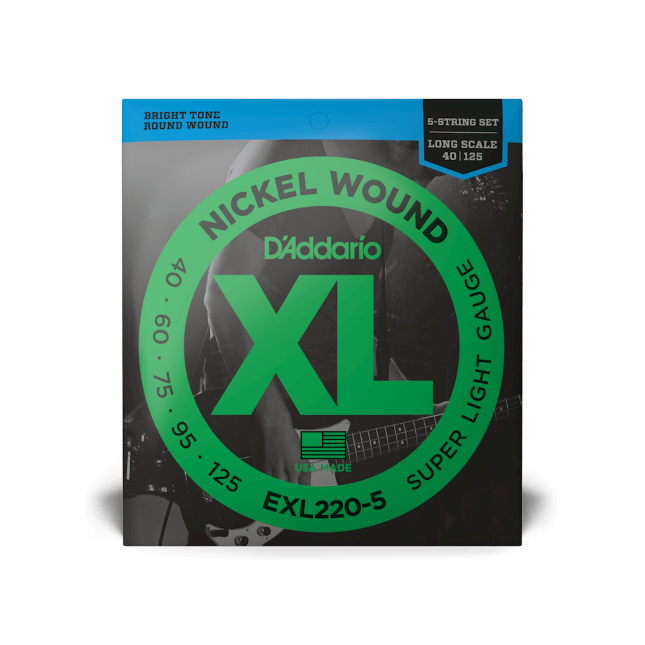 D'Addario XL Super Light 5 String Bass Guitar Strings EXL220-5