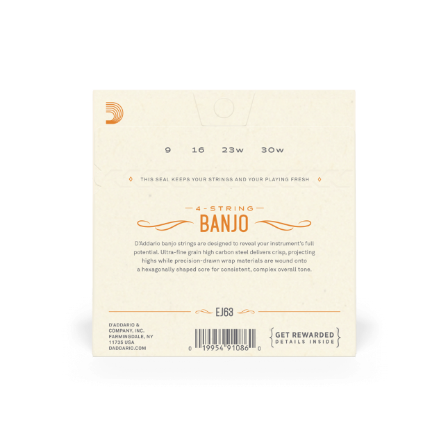 D'Addario Nickel 4-String Tenor Banjo Strings Loop End EJ63