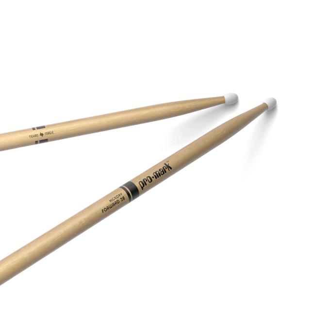Promark Classic Forward 2B Hickory Drumsticks Oval Nylon Tip